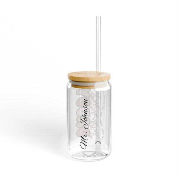Personalized Sipper Glass, 16oz Drinkware, Eco-Friendly Glass Jar, Custom Bamboo Lid, Unique Gift for Him, Her, Wedding, and Parties - Image 3