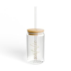 Custom Sipper Glass, 16oz in metallic gold