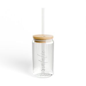 Personalizable Sipper Glass, 16oz in metallic silver