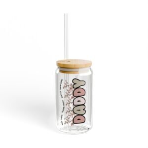 Personalized Sipper Glass, 16oz Drinkware, Eco-Friendly Glass Jar, Custom Bamboo Lid, Unique Gift for Him, Her, Wedding, and Parties