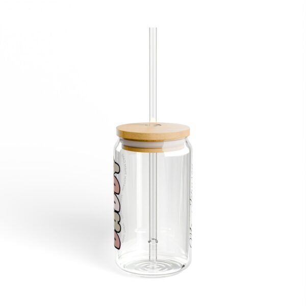 Personalized Sipper Glass, 16oz Drinkware, Eco-Friendly Glass Jar, Custom Bamboo Lid, Unique Gift for Him, Her, Wedding, and Parties - Image 4