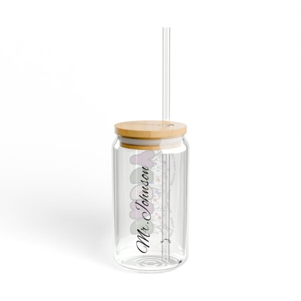 Personalized Sipper Glass with Bamboo Lid, Custom Drinkware, Ideal for Home, Gifts, Parties, Eco-Friendly Beverage Container - Image 3
